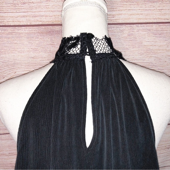 AG Adriano Goldschmied Black Lydia Mock Lace High Neck Top Size L - Picture 6 of 9